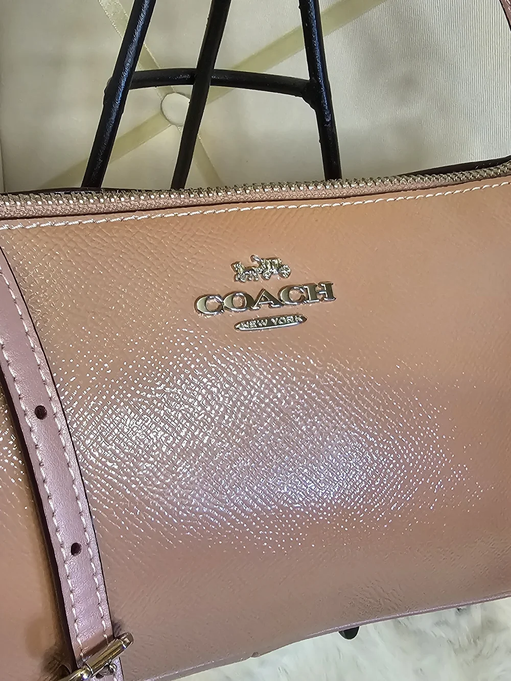 Coach Patent Leather Top Handle Pouch Crossbody Bag